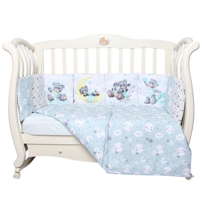 Комплект в кроватку Мишка на луне 17 предметов Подушкино мята